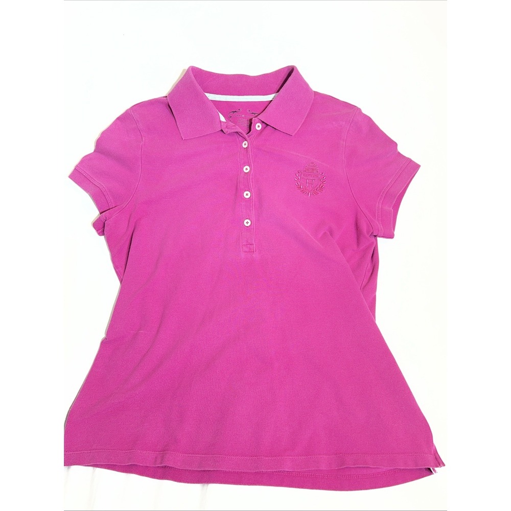 Tommy Hilfiger Y2K Polo Shirt Embroidered Pink Vintage Preppy Medium